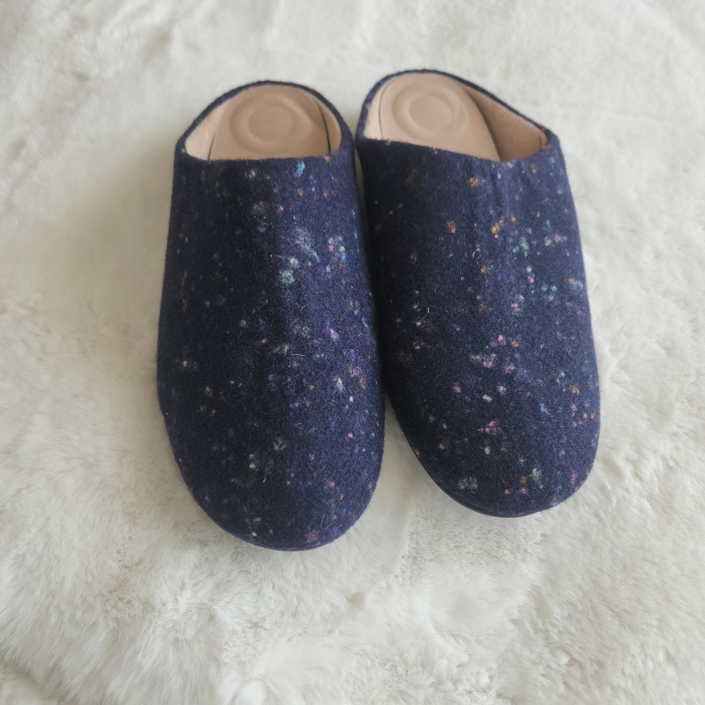 FitFlop Navy Slipper Mules with Multicolor Flecks